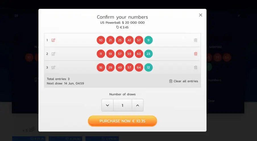 Step 7 – Confirm Numbers and Enter Future Draws